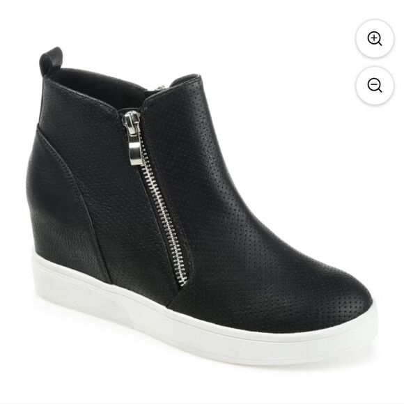 Journee Womens 8.5 Pennelope Round Toe Double Zip Wedge Sneakers - NEW - Picture 1 of 6